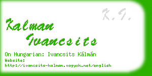 kalman ivancsits business card