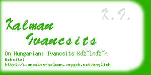 kalman ivancsits business card
